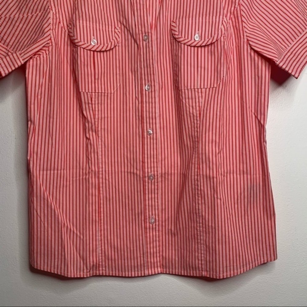 Talbots Red & White Stripe Button Up Short Sleeve - image 4